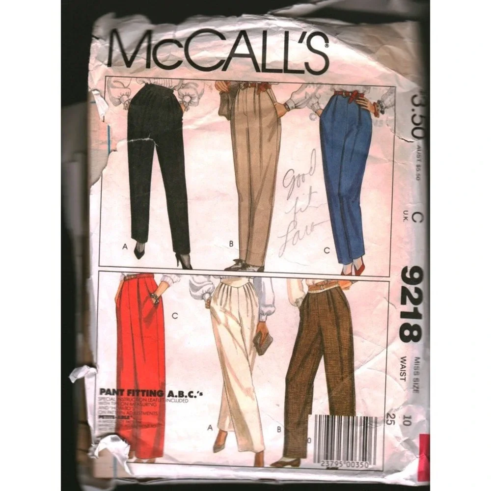Vintage 1984 McCalls 9218 Misses Pants Sewing Pattern Size 10‎ Waist 25 Pleated